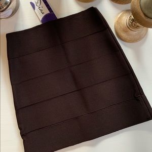 Dark Brown BodyCon High-Waisted Bondage Skirt NWT